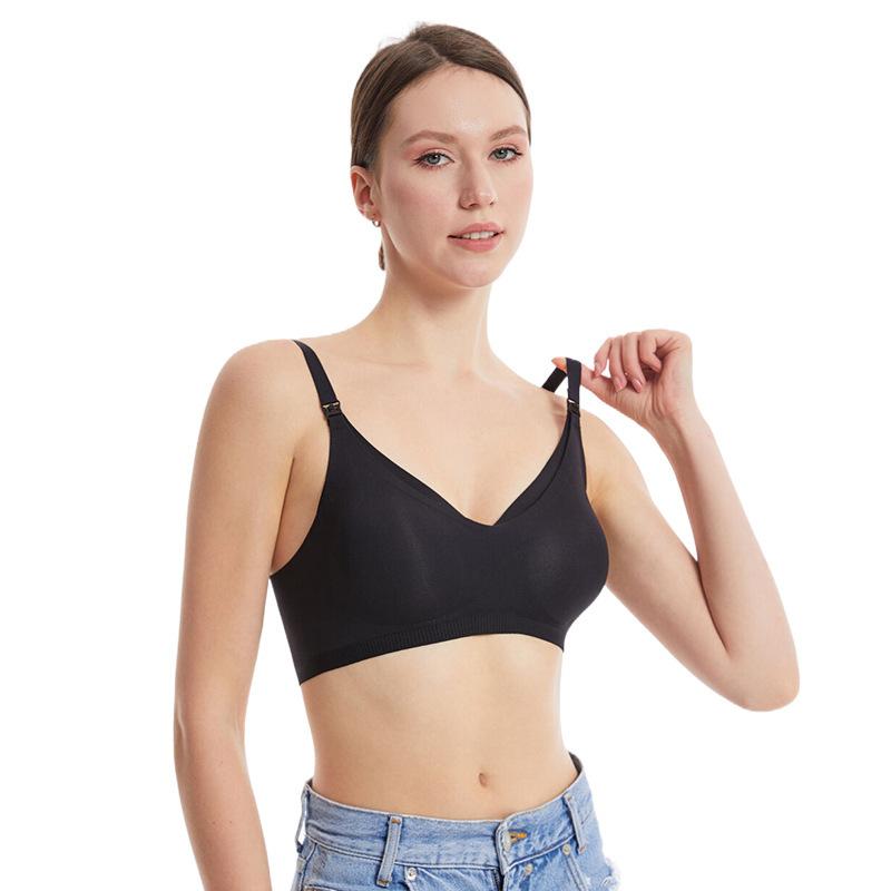 

Белье для беременных без следов и стальных колец, бюстгальтер для кормления собирает и собирает вторичную грудь. XXL(40BCD) чёрный