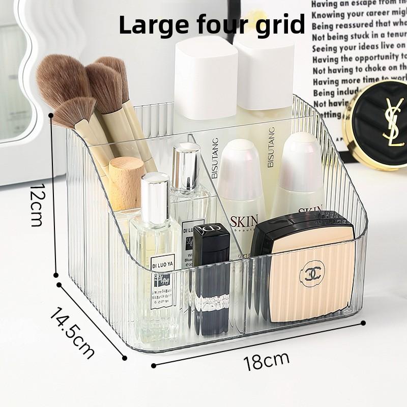 Transparent Desktop Storage Box, Cosmetics Organization Box, Compartments for Storing Lipstick, Makeup Brushes, Pen Holders, and Shelves