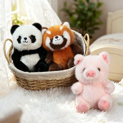 Forest Good Friends Series Plush Animal Doll Cute Smile Panda Piggy Red Panda Doll Soft Cozy Kids Companion Toys Room Decor