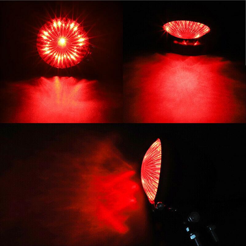 Universal Motorcycle LED Rear Tail Light, Retro Black Metal Brake Stop Lamp for Bobber, Chopper, Cafe Racer