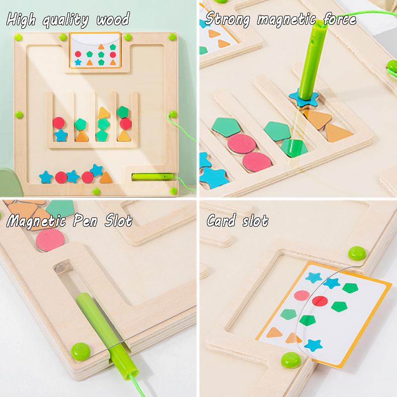Kid Magnetic Shape Matching Maze Board Montessori Geometry Color Cognition Sorting Sensory Toy Fine Motor Skill Educational Game