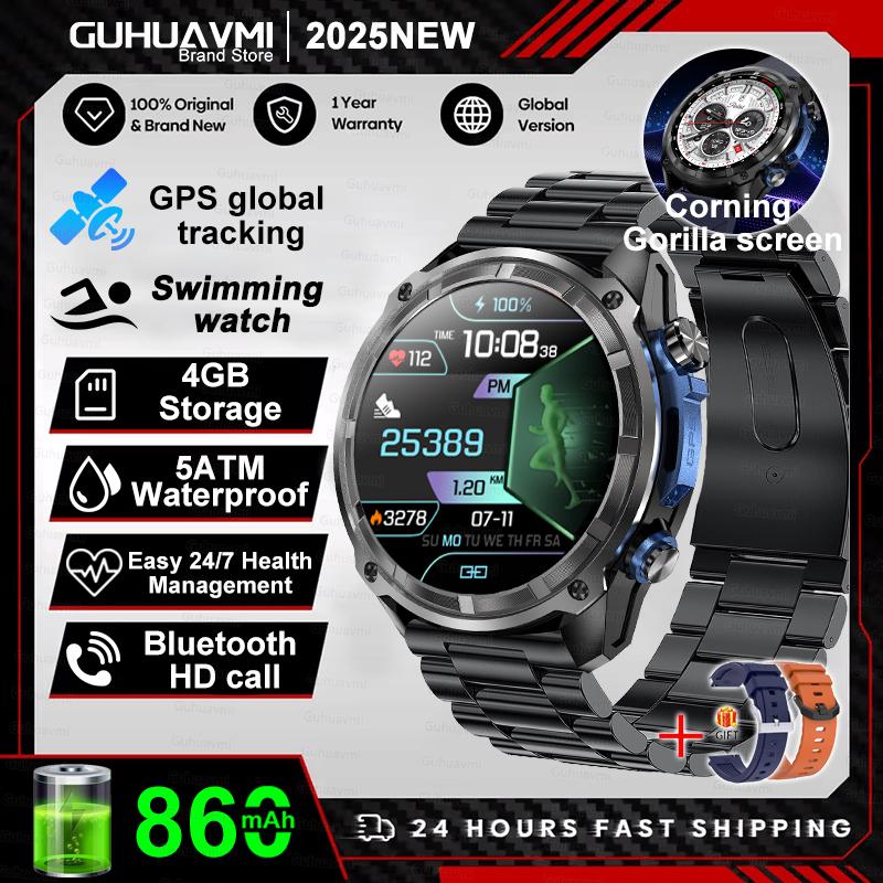 New Tactical Sports Smartwatch Built-in GPS Offline Map 4GB Memory 5ATM Waterproof Swimming Men Militray Smart Bracelets