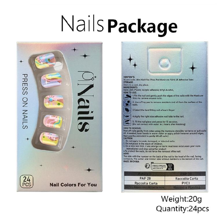Quadratische Nagelspitzen Blume Falsche Nägel Aufkleben Auf Nagel Aufkleben Nagel Press-On-Nagel Künstliche Falschnägel für Damen und Mädchen