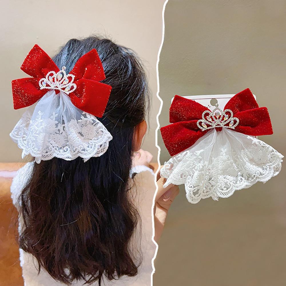 Headwear Red Bow Hair Clips Jewelry Tassels Pearl Barrettes Ribbon Hairpin  Hair Styling Accessory
