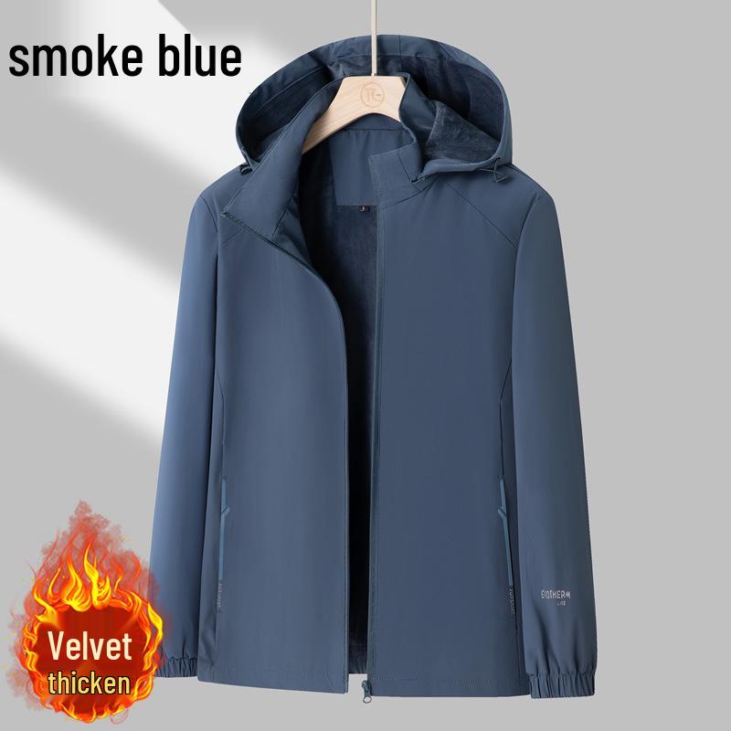 

Autumn & Winter Fleece-Lined Sporty Windbreaker with Detachable Hood for Men & Couples Large