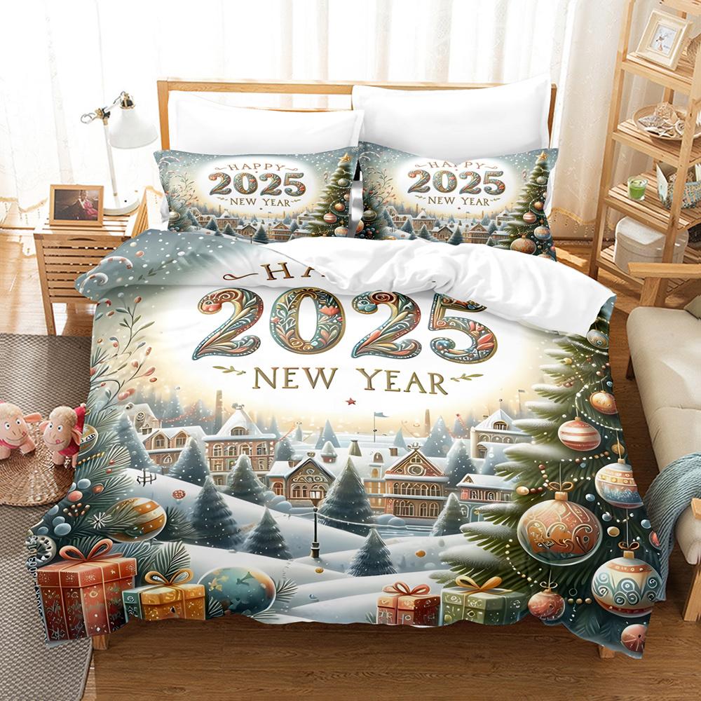 

Комплект постельного белья из 3 предметов, клетчатый комплект постельного белья с принтом рождественских гномов, мягкий и удобный пододеяльник, для спальни, гостевой комнаты EU Single 135x200cm