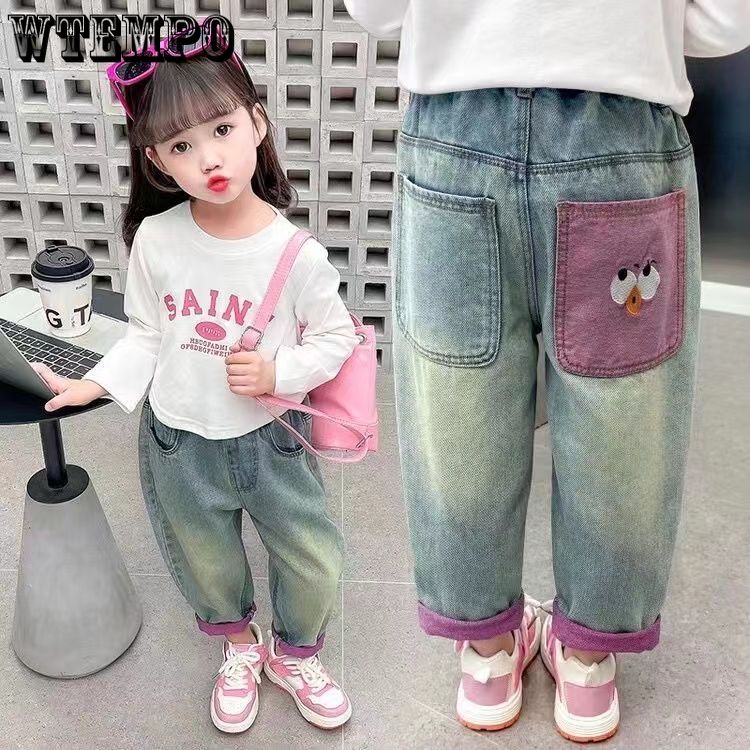 Girls' Pants Spring and Autumn Children's Jeans Versatile Pants Stylish Baby