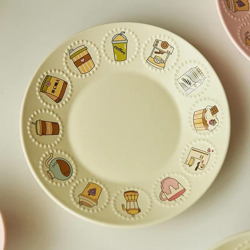 Pratos Redondos de Cerâmica de Luxo Leve Louça Prato de Jantar de Hotel Exquisito Prato para Salada de Frutas Tigelas Deliciosas de Ramen Domésticas