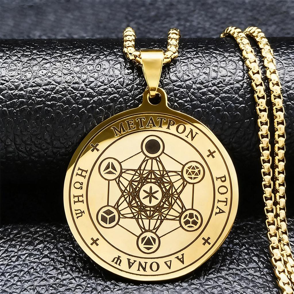 Necklace Vintage Metatron Cube Men's Round Pendant