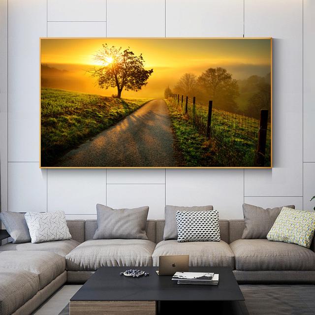 Modern Forest Green Tree Nature Landscape Posters and Prints Canvas Painting Wall Art Picture For Living Room Cuadros Home Decor No Frame