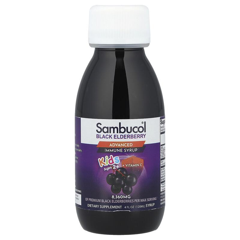 Kids, Black Elderberry, Advanced Immune Syrup, 2 Years & Older, Berry, 4 fl oz (120 ml)