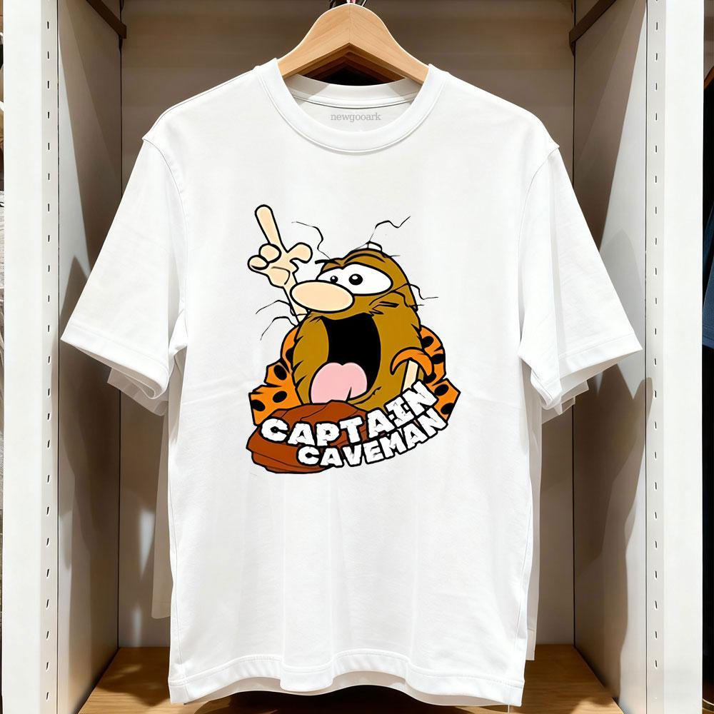 Captain CaveUnisex Vintage Cartoon Movie Essential TShirt Women Unisex Casual cotton printed t shirts Creative streetwear S