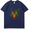 Angry Cat Classic Graphic T Shirts Halloween Fashion Cotton Round Neck Tshirt Unisex Streetwear Summer Mens Print T Shirt