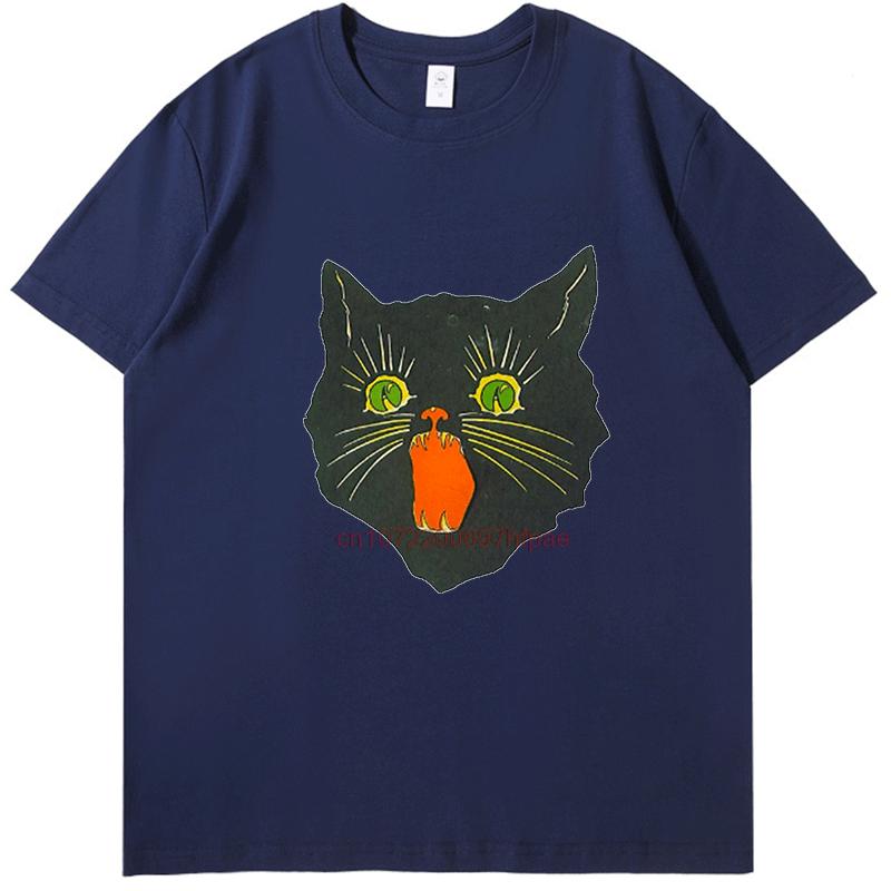 Angry Cat Classic Graphic T Shirts Halloween Fashion Cotton Round Neck Tshirt Unisex Streetwear Summer Mens Print T Shirt