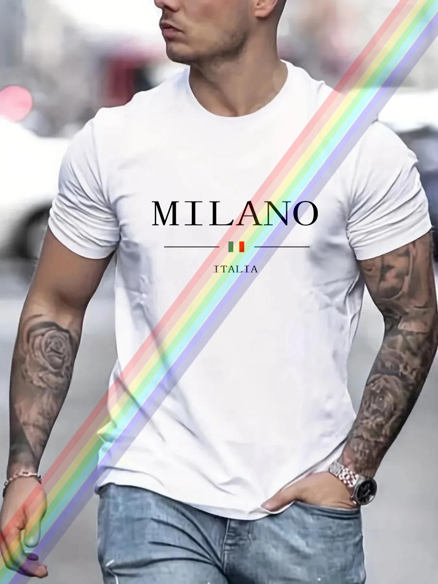 

Milano Letter Print Cotton Oversized Men Short Sleeve Casual T Shirt Woman Clothing Tops Summer Tees Fashion Streetwear M