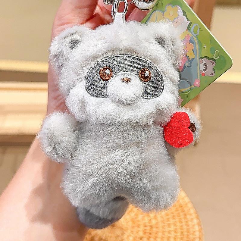 Jinnew Adorable Lamb Cat Take Seashell Otter Little Bear Plush Animal Keychain