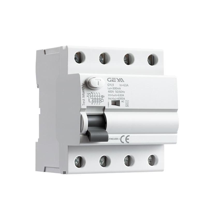 GEYA GYL9 Residual Current Circuit Breaker, Type A, 25A/40A/63A Switch, AC-S Type, 2P/4P