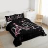 Feelyou Eiffel Tower Comforter Set Chic Paris Bedding Set Romantic Theme Comforter for Boys Girls Children Teens Black Pink Bedroom Decor Mo
