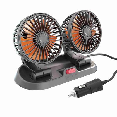 Ventilador de Refrigeración para Coche Doble Cabezal Ajustable Conector Encendedor de Cigarrillos Circulador de Aire Multifunción para