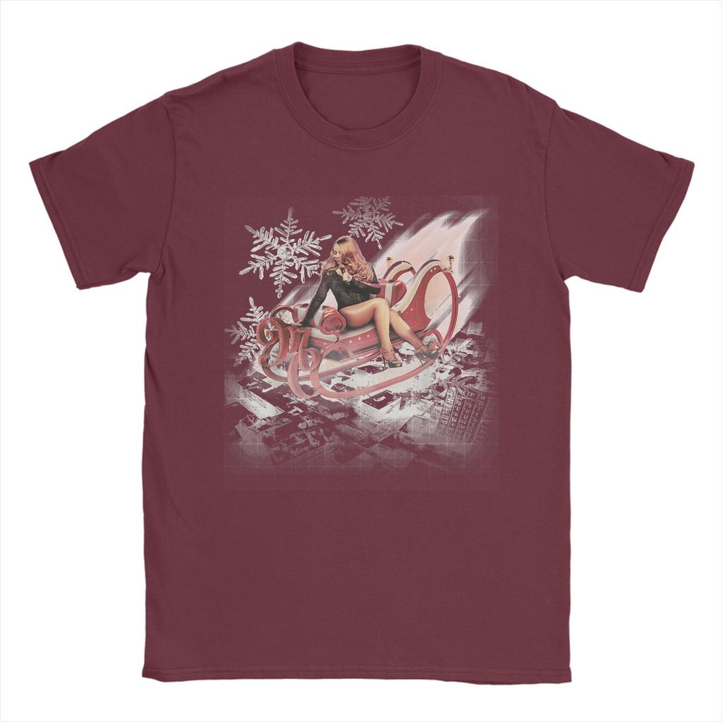 Mariah Carey Official Merry Christmas One & All Tour Sleigh Men T Shirts Novelty Tees Short Sleeve Crewneck Plus Size Tops