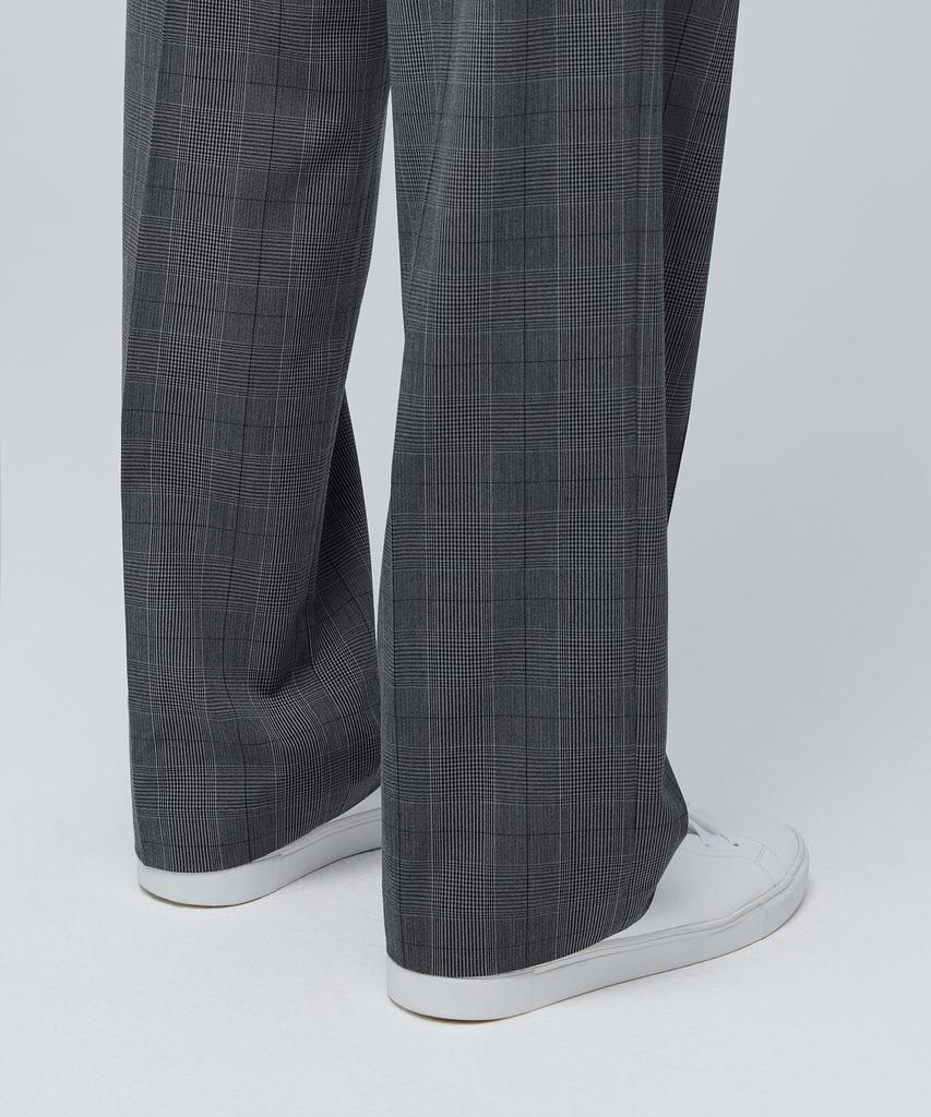MUSINSA STANDARD Glen Check Wide Hidden Banding Slacks [Medium Gray]
