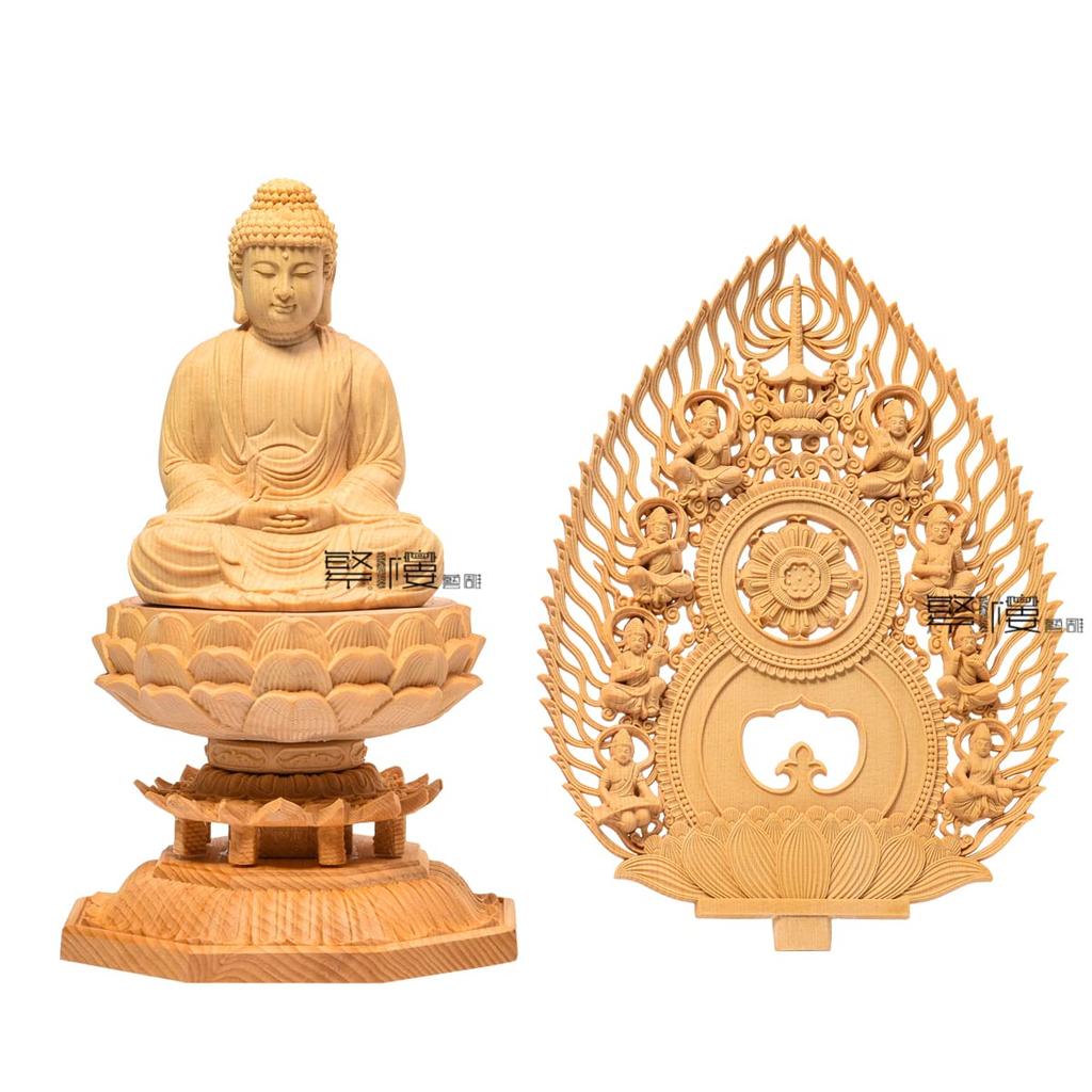 TheChanger Traditional Art Carving Buddha Statue, Shaka Nyorai, Soto Zen, Rinzai Zen, Buddhist Altar Statue, Wood Carving, Hinoki Wood, Prayer,