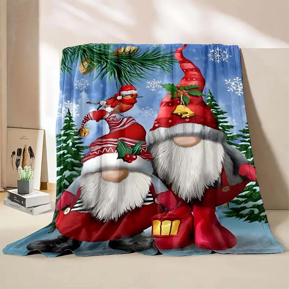 1PC Christmas Gnome Printed Blanket Warm Soft and Comfortable Home Travel Blanket Sofa Bedding Cover Blanket New Year Gift