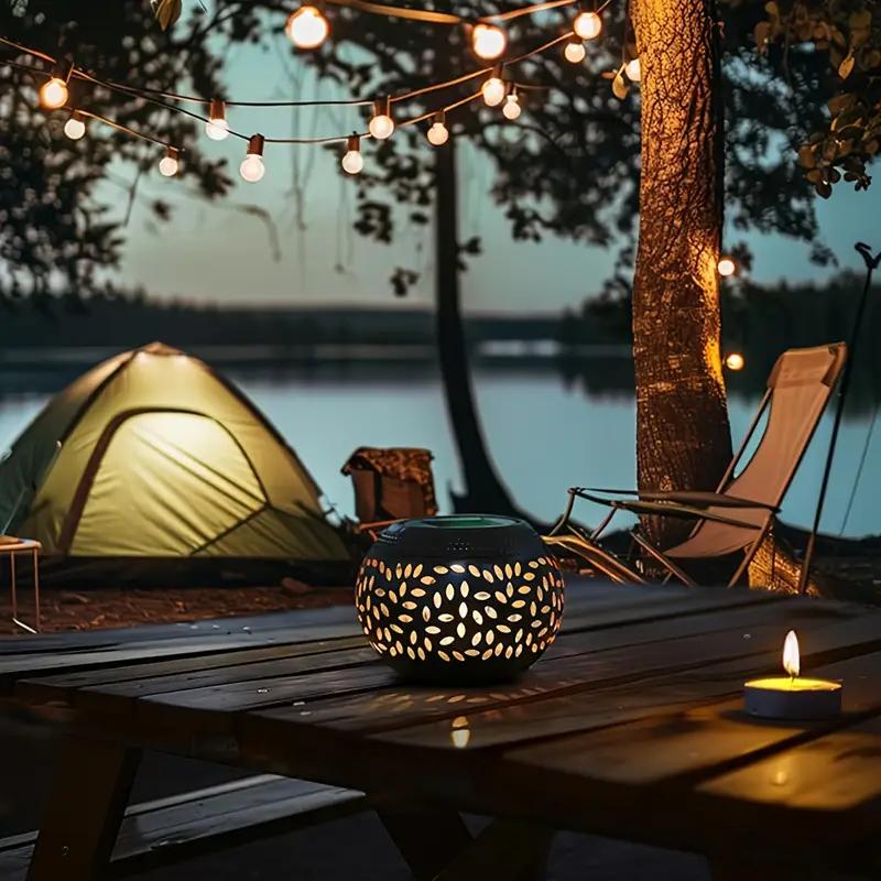 Outdoor Solar Lantern, Smart Light Sensor - Hollow Metal Solar Lamp Outdoor Garden Courtyard Porch Indoor- Outdoor Decoration