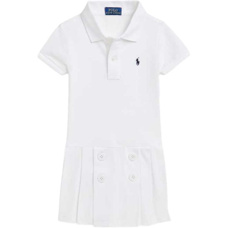 Polo Ralph Lauren Dress Ss25 Nautical Style Mesh Polo Short Sleeve Kids Dresses White CWPODRSR3D20967-100