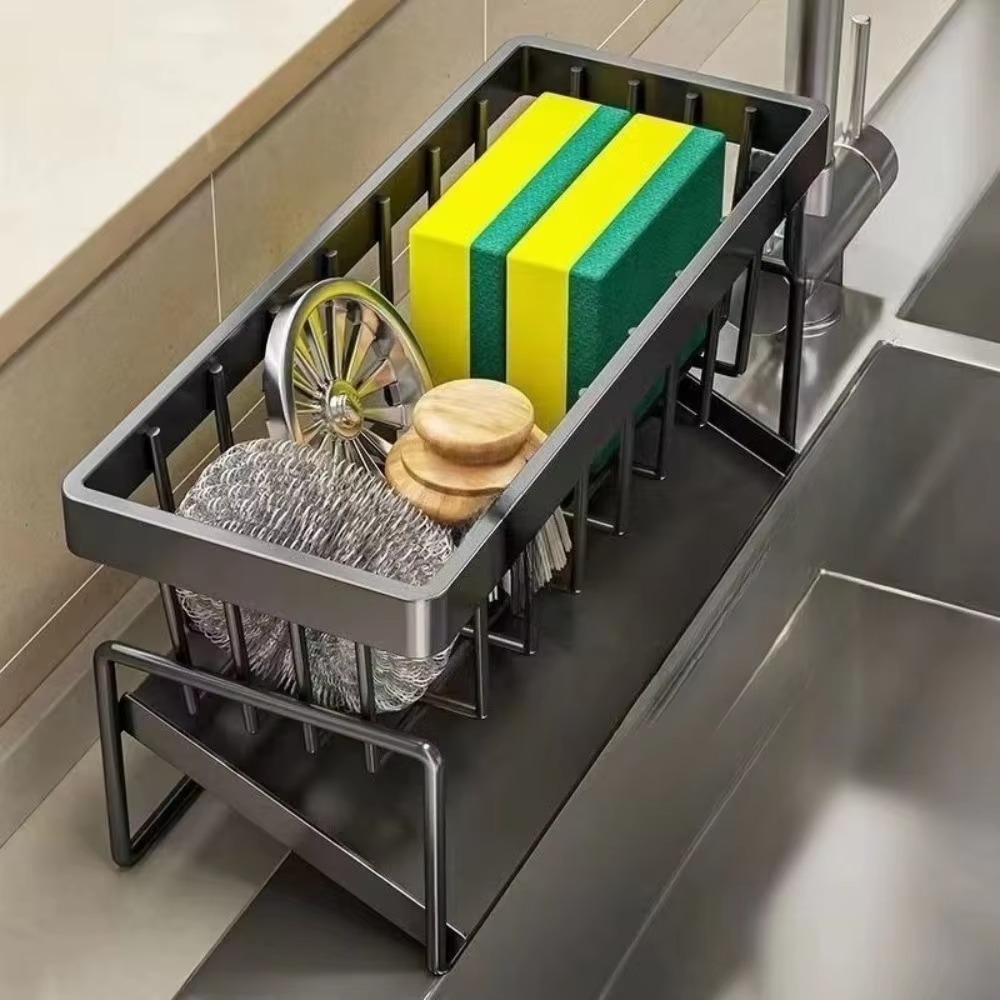 Stainless Steel Sink Organizer Drain Rack with Soap Sponge Holder Multi Layer Filter Basket Kitchen Storage Kitchen Organizer