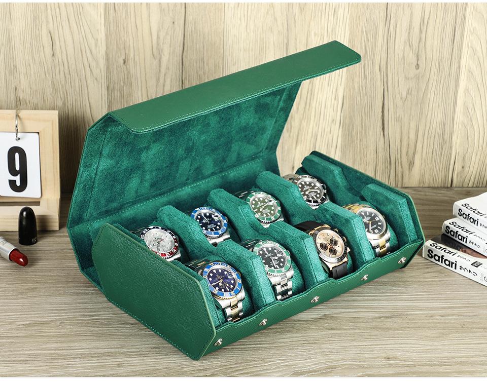 Genuine Leather 6 Watches Organizer Holder Display Case, Jewelry Box Roll Pouch Storage Watch Boxes for Men Clocks