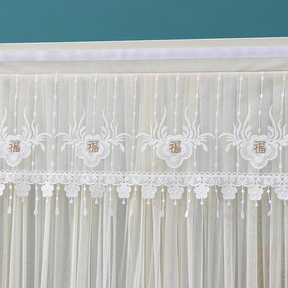 Breathable Lace Sheer Door Curtain Embroidered Door Drape Anti-mosquito Door Curtain  Summer