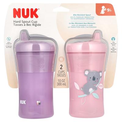 Trinklernbecher mit festem Schnabel, ab 9 Monaten, rosa und lila, 2, 100 ml (10 Unzen) jeder