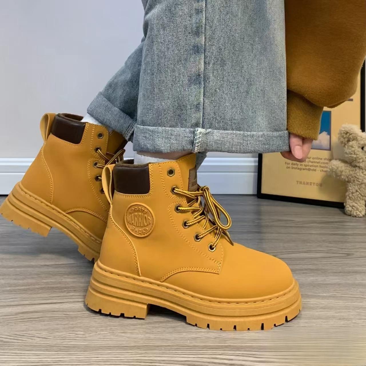 

Женские ботинки Мартина 2025 новая весна уличные ботинки цвета ревеня на толстой подошве универсальные в британском стиле ретро рабочие ботинки средней высоты 40 жёлтый