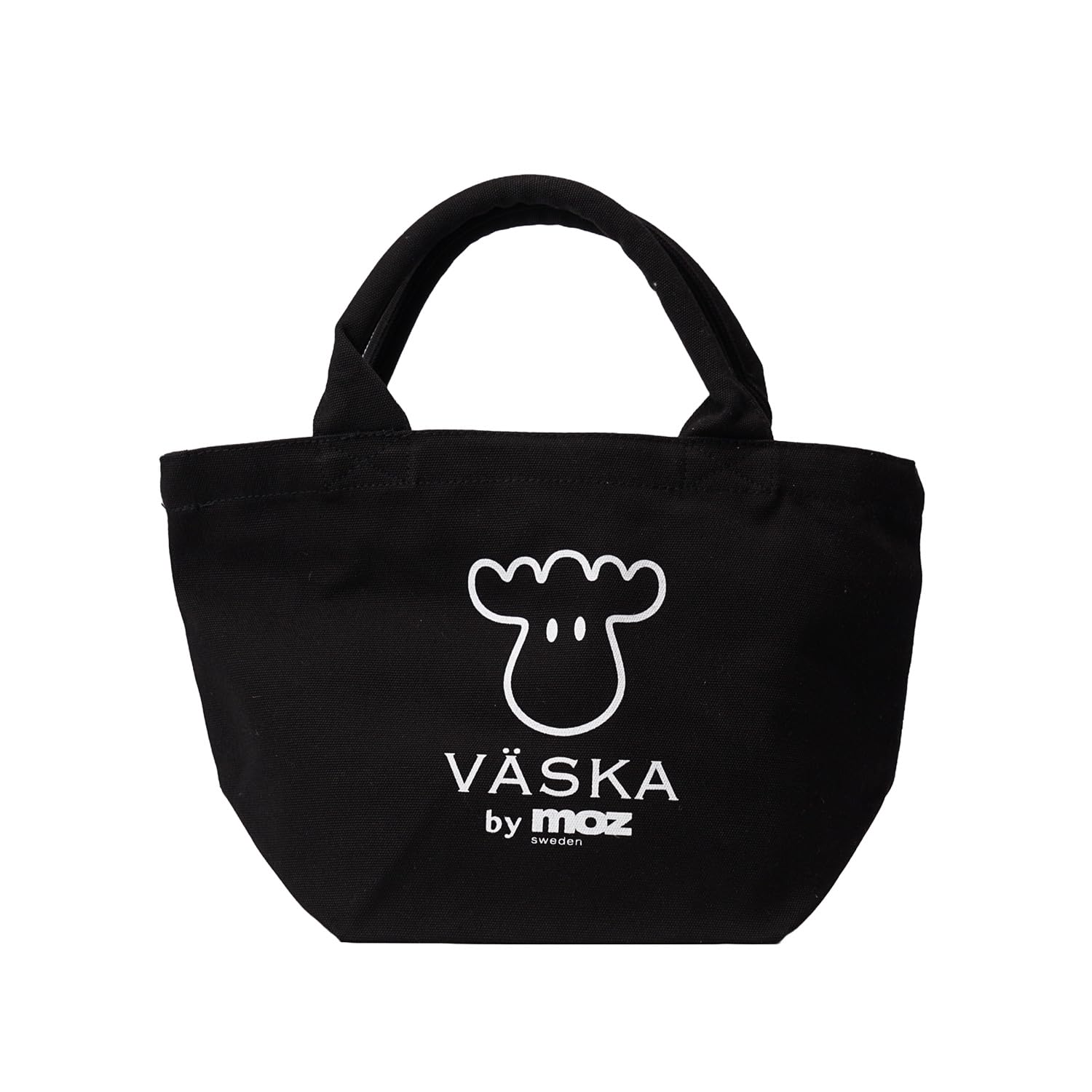 

VASKA by moz Tote Bag, Heavyweight Canvas with Pipe Handles, Nordic Swedish Elk Design, Women s, Walking Tote, Lunch Tote, Cotton, Night Black,