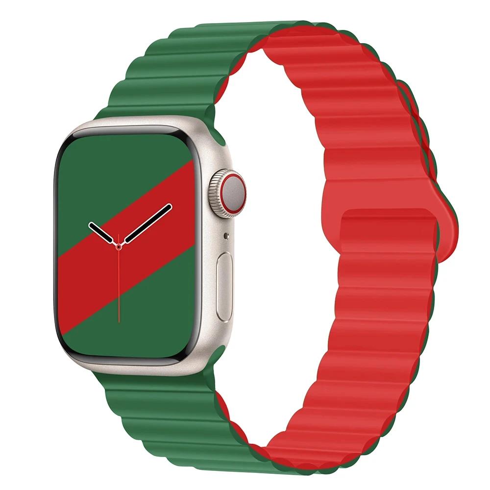 Magnetyczny Pasek Silikonowy Sportowy Bransoletki Do Apple Watch 41mm 42mm 44mm 45mm 46mm 49mm iWatch Seria 11 10 9 8 7 6 5 4se