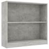 Bookcase - vidaXL - Concrete Grey - 80 X 24 X 75 Cm - 2 Shelves - Contemporary Design