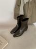 Korean simple square head thick heel. Skinny short boots women's new autumn and winter zipper thin boots fashion boots