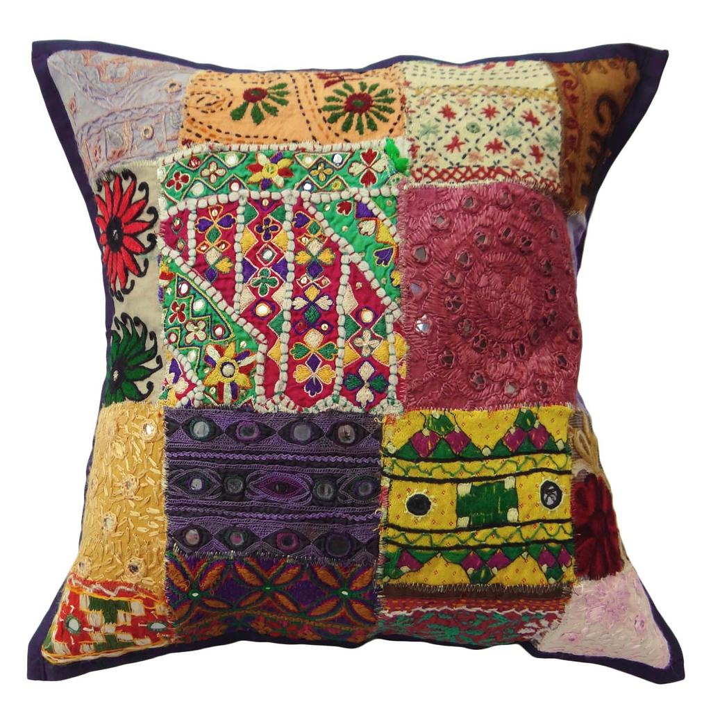 Cushion Cover Pillow Kutch Ethnic Pillow Mullticolour Square Pillow Case 18 X