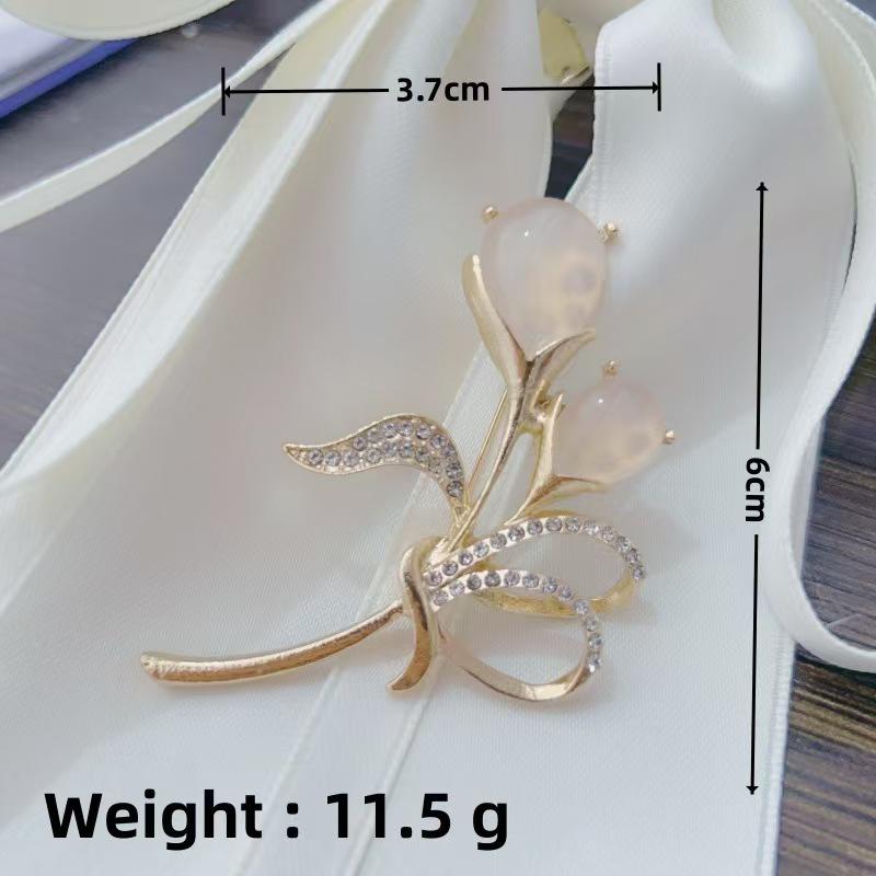 High-End Tulpen Strass Brosche und Schalspange