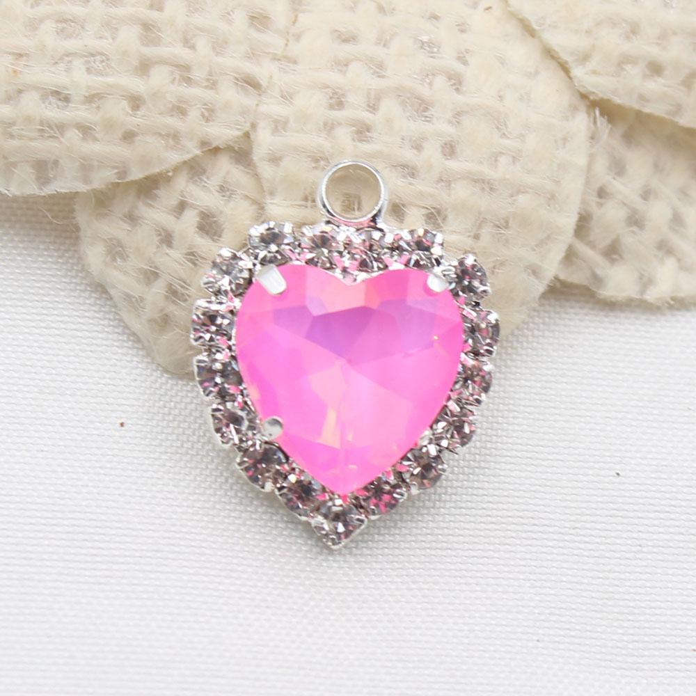Factory Direct Sales of 10 Pieces of 16 * 20mm Mocha Peach Heart Water Diamond Button Flat Bottom with Loop DIY Clothing Necklac
