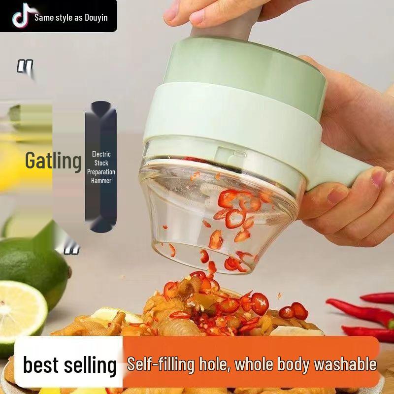 Gatling Electric Vegetable & Garlic Chopper: Multifunctional Kitchen Food Processor & Masher