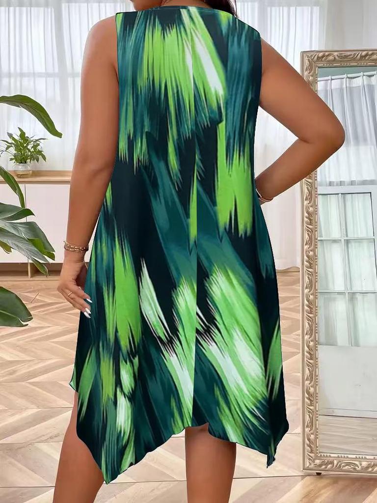 Elegante Dames A-lijn Jurk met Kleuroverloop en Zonder Mouwen voor Lente/Zomer Mode