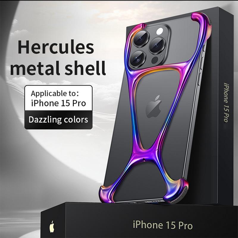 

Ослепительный цветной безрамочный чехол из цинкового сплава для iPhone 15 Pro Max 14 Pro 13, противоударный жесткий чехол с рассеиванием тепла iPhone 15 старый серебряный