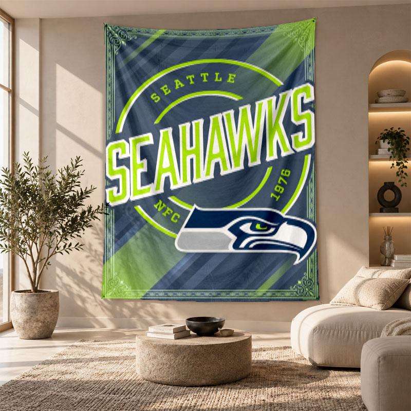 Decorative Tapestry,Seattle Seahawks Printed Wall Art, Lightweight Wall Hanging For Bedroom Background