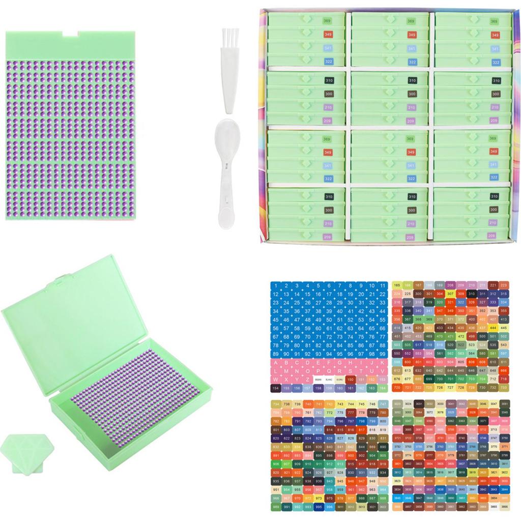 Diamond Art Trays Kits with Spoon & Brush 5D Diamond Painting Art Drawer Box Tray Kit Diamond Painting Storage Containers Trays