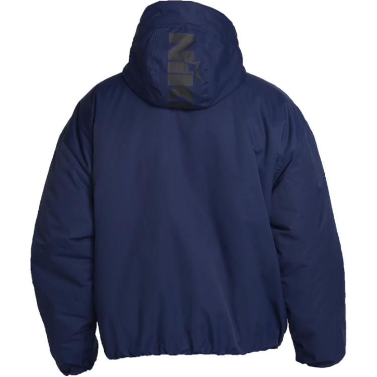 Nike Logo Print Hooded Long Sleeve Cotton Jacket Men jackets Blue HQ5355-410