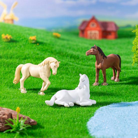 3 ks Miniatury koní Mini zvířecí figurky Stolní mini sošky koní pro DIY pohádkovou zahradu Mikro krajinná dekorace