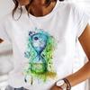 Women Printing Clothes Custom T-Shirt Watercolor Cute Tops Tshirt Short Sleeve Cartoon Heart Print Female Graphic O-Neck Tees
