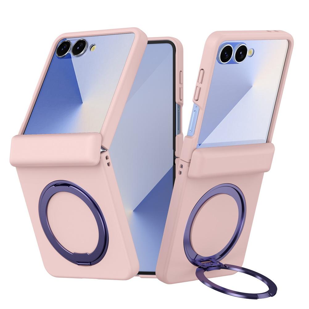 Rotatable Ring Holder Skin Feel with Metal Magnetic Phone Case For Samsung Z Flip 7 flip7 Galaxy Z Flip 7 Lens protection Cover Galaxy Z Flip 7